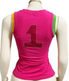 VIP1 Contrast-Color Letter Embroidered Tank Top GNJF-Z1325