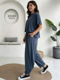 SC Solid Color Loose Casual Two Piece Pants Set MIL-L378