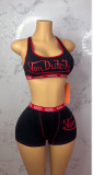 VIP1 Contrast Color Halterneck Vest Short Suit GNJF-C528