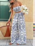 SC Bohemian-Print Strapless Top and Wide-Leg Pants Set GSRX-958