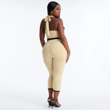 SC Lace Edge Patchwork Backless 2 Piece Pants Set MXBF-J26ST268