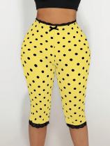 SC Polka Dot Print Lace Edge Fifth Pants GNJF-ZH8687