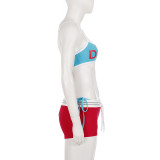 SC Letter Print Contrast Color Sport 3 Piece Short Set GPKJ-MR49102
