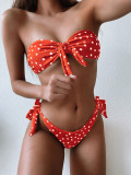 SC Polka Dot Print Wrap Chest Bikinis 2 Piece Swimsuit CSYZ-1804