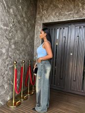 SC Plus Size Graffiti Washed Wide Leg Jeans GYLN-0320