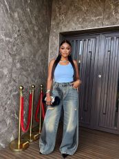 SC Plus Size Graffiti Washed Wide Leg Jeans GYLN-0320
