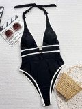 SC Contrast Color Hollow Out One Piece Swimsuit CSYZ-G135RX