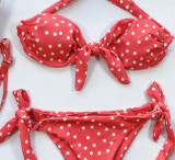 SC Polka Dot Print Wrap Chest Bikinis 2 Piece Swimsuit CSYZ-1804