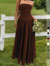 SC Solid Color Slim Tube Top Maxi Dress GSRX-SRX813