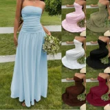 SC Solid Color Slim Tube Top Maxi Dress GSRX-SRX813