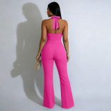 SC Backless Halterneck Micro Flare Jumpsuit YF-11072