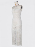 SC Hollow Out See Through Tassel Maxi Dress ZSD-0358