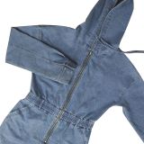 SC Fashion Denim Zipper Hooded Jumpsuit AIL-360