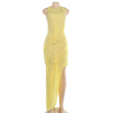 SC Solid Color O Neck Backless Maxi Dress GZJQ-K6D10924A