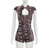 SC Hollow Out Print Short Sleeve Romper MXBF-J26RP251