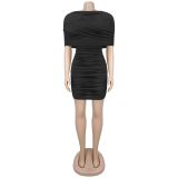SC One Shoulder Ruched Mini Dress BY-7748