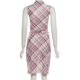 SC Stripe Print Sleeveless Twp Piece Skirts Set GZJQ-K6S11373A