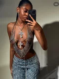 SC Metal Tassel Rhinestone The Cross Halterneck Body Chain GZYY-J25068