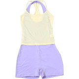 SC Solid Color Sleeveless TightVest+Romper 2 Piece Set GZJQ-K6S10685A