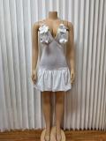 SC Sexy V Neck Ruffles Mini Dress GADE-11197