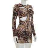 SC Leopard Print Hollow Out Romper GDSF-D26RP221