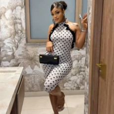 SC Polka Dot Print Backless Jumpsuit GJYO-JP006337
