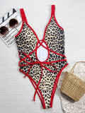 SC Sexy Leopard Print Bandage One Piece Swimsuit CSYZ-G136V