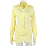 SC Long Sleeve Solid Color Mini Dress GJYO-JD305566