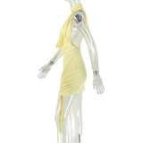 SC Sexy Solid Color Ruched Mini Dress GJYO-JD305598