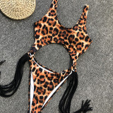 SC Leopard Print Hollow Out One Piece Swimsuit CSYZ-1973