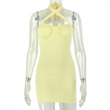 SC Sexy Solid Color Backless Mini Dress GJYO-JD305589