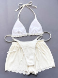 SC Sexy Halterneck Lace Up 3 Piece Swimsuit CSYZ-D659WY