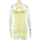 SC Sexy Solid Color Backless Mini Dress GJYO-JD305589