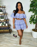 SC One Shoulder Ruffles Two Piece Short Set LSD-2941