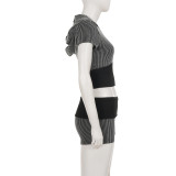 SC Sport Zipper Knits Two Piece Shorts Set GPKJ-MR50085