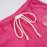 SC Letter Print Drawstring Sport Pants GPKJ-MR49453