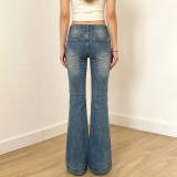 SC Floral Embroidery Micro Flare Jeans GPKJ-MR49336