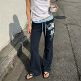 SC Vintage Floral Prints Contrast Color Pants GPKJ-MR49390