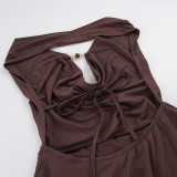 SC Sexy Backless Halterneck Irregular Dress GPKJ-MR49616
