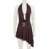 SC Sexy Backless Halterneck Irregular Dress GPKJ-MR49616