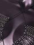 SC Sexy BacklessHalterneck Fishnet Rhinestone Dress GZYY-21277