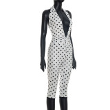 SC Deep V Neck Backless Print Jumpsuit MXBF-Q26JP118
