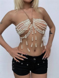 SC Pearl Bead Tassel Halterneck Bra Chain GZYY-P25087