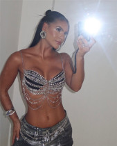 SC Metal Chain Beaded Hollow Out Tank top GZYY-B25183