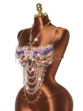 SC Sexy Backless Colored Gemstone Halterneck Tank Top GZYY-B25293