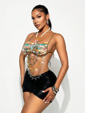 SC Hollow Out Backless Colored Gemstone Body Chain GZYY-B24652