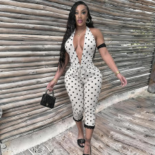 SC Deep V Neck Backless Print Jumpsuit MXBF-Q26JP118