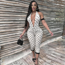 SC Deep V Neck Backless Print Jumpsuit MXBF-Q26JP118