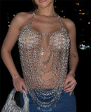 SC Sexy Beading Nightclub Chest Chain Tops GZYY-B24696