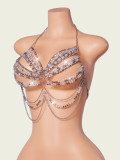 SC Metal Chain Beaded Hollow Out Tank top GZYY-B25183
